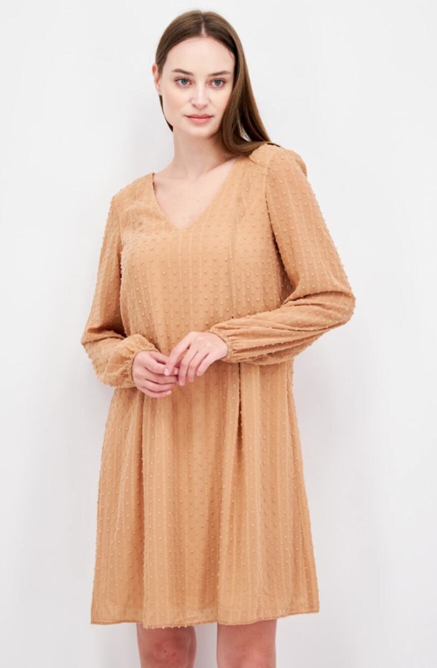 I.N.C. INTERNATIONAL CONCEPTS Chiffon Shift Dress Small Tan Back Tie NWT